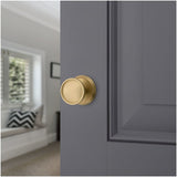 Baldwin Coined and Knurled K012 Passage Door Knob Set with 5078 Trim from the Estate Collection