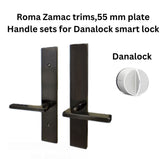 G-U ROMA HANDLE WITH 55 MM PLATE, Handle sets for Danalock smart lock, ZAMAC -BLACK