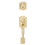 Schlage Camelot Left Hand Double Cylinder Handleset with Flair Interior Lever from the F-Series