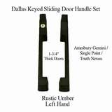 DALLAS KEYED SLIDING DOOR HANDLE SET, Amesbury Gemini / Single Point / Truth Nexus, LH 1-3/4" PANEL - RUSTIC UMBER