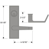 Falcon MA571 DN Dormitory/Exit Mortise Lock, Dane Lever, Napa Escutcheon