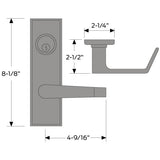 Falcon MA521 DN Entry/Office Mortise Lock, Dane Lever, Napa Escutcheon