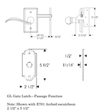 Rocky Mountain Arched Gate Hardware 2 1/2" x 5 1/2"