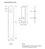 Rocky Mountain Arched Entry Set – 3 1/2″ x 20″ 3 1/2" x 20" - 2 1/2" x 9" Interior Escutcheon