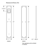 Rocky Mountain Hammered Entry Set – 3″ x 19″ - 2 1/2" x 8" Interior Escutcheon