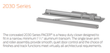 LCN 2030 Pacer Concealed, Heavy Duty Single Lever Track Closer - powder coat Finishes