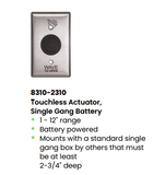 LCN 8310-2310 Touchless Actuator, Stainless Steel, Hand Wave Icon and Text, Battery Powered, Single Gang, Rectangular