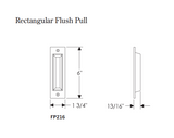 Rocky Mountain Rectangular Flush Pull - 1 3/4" x 6"