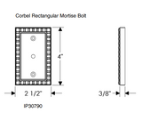 Rocky Mountain Corbel Rectangular Mortise Bolt 2 1/2" x 4"