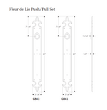 Rocky Mountain Fleur de Lis Push/Pull Set – 3 1/4″ x 27″