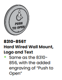 LCN 8310-856T 4-1/2" Round, Stainless Steel Hardwired Surface And Flush Mount Actuator with Handicap Symbol and Text