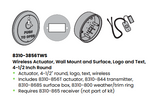 LCN 8310-3856TWS 4-1/2" Round Wall and Surface Mount Wireless Actuator with Handicap Symbol and Push To Open Text, Transmitter, and Surface Mount Box