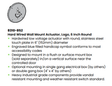 LCN 8310-852 6" Round Low-Voltage Hard Wired Wall Mount Stainless Steel Actuator with Blue-Filled Handicap Symbol