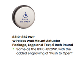 LCN 8310-852TWP 6" Round Wall Mount Wireless Door Actuator with Wheelchair Icon, Text