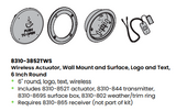LCN 8310-3852TWS 6" Round Wall and Surface Mount Wireless Actuator with Handicap Symbol and Push To Open Text, Transmitter, and Weather/Trim Ring
