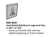 LCN 8310-853T 4-3/4" x 4-3/4" Square, Hardwired Surface and Flush Mount Actuator with Handicap Symbol and Text