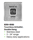 LCN 8310-810D 4-1/2" Square Double Gang Touchless Actuator with Hand Wave Icon and Text