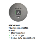 LCN 8310-810RA Round Touchless Actuator, Wheelchair Icon, Stainless Steel, Heavy Duty