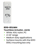 LCN 8310-813JWH Touchless Actuator, White Jamb Surface Mount, Hand Wave Icon and Text