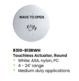 LCN 8310-813RWH White Round Touchless Actuator with Hand Wave Icon and Text