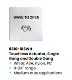 LCN 8310-813WH Touchless Actuator, White Single Gang and Double Gang, Hand Wave Icon and Text