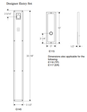 Rocky Mountain Designer Textures Entry Set – 3 9/16″ x 34 1/8″ - 3" x 8" Interior Designer Escutcheon