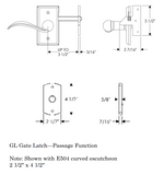 Rocky Mountain Curved Gate Hardware 2 1/2" x 4 1/2"