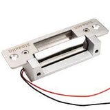 Adjustable Electric Strike Fail Secure, Faceplate 1-1/4 x 4-7/8, Off Center Gold Plated 8-16V AC/DC
