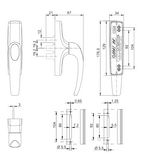 SAVIO Manon 873.779 tilt and turn Cremonese Lock, Dimensions 32x129 mm
