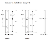 Rocky Mountain Hammered Multi-Point Entry Set – 1 3/4″ x 11″