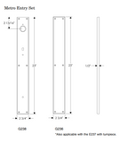 Rocky Mountain Metro Entry Set – 2 3/4″ x 23″ - 2 1/2" x 13" Interior Metro Escutcheon