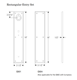 Rocky Mountain Rectangular Entry Set – 3 1/2″ x 18″ - 3" x 10" Interior Escutcheon
