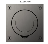Baldwin 3-1/2 Inch x 3-1/2 Inch Solid Brass Flush Ring Pull for Latches/Locks with Swivel Spindles