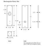 Rocky Mountain Rectangular Entry Set – 3 1/2″ x 19 5/8″ - 3" x 10" Interior Escutcheon