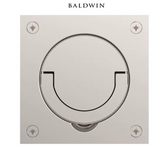 Baldwin 3-1/2 Inch x 3-1/2 Inch Solid Brass Flush Ring Pull for Latches/Locks with Swivel Spindles