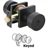 Emtek Round Keyed Entrance Knob Square Rosette - 5122ROU