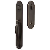 Emtek 451332 Greeley Entrance Handleset - Sandcast Bronze Tubular - Single Cylinder