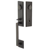 Emtek 452522 Rustic Modern Rectangular Monolithic Entrance Handleset - Sandcast Bronze Tubular - Double Cylinder
