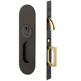 Emtek 2163 Narrow Oval Pocket Door Mortise Locks (2" x 7-1/4") - Keyed