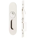 Emtek 2163 Narrow Oval Pocket Door Mortise Locks (2" x 7-1/4") - Keyed