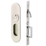 Emtek 2163 Narrow Oval Pocket Door Mortise Locks (2" x 7-1/4") - Keyed