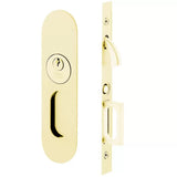 Emtek 2163 Narrow Oval Pocket Door Mortise Locks (2" x 7-1/4") - Keyed