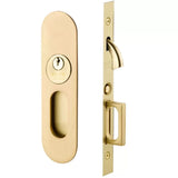 Emtek 2163 Narrow Oval Pocket Door Mortise Locks (2" x 7-1/4") - Keyed