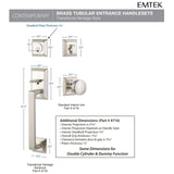 Emtek 4726 Transitional Heritage Sectional Double Cylinder Entrance Handleset - Brass Tubular