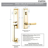 Emtek 4707 Transitional Heritage Monolithic Dummy Entrance Handleset - Brass Tubular