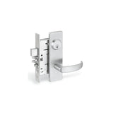 Falcon MA Series SFIC Office Button Lockout Keyed Entry Mortise Lock Set with Dane Lever and Gala Rose