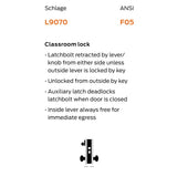 Schlage L9070L 06A Classroom Mortise Lock, Less Cylinder, 06 Lever, A Rose