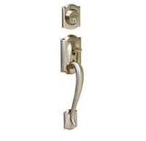 Schlage Camelot Left Hand Double Cylinder Handleset with Flair Interior Lever from the F-Series