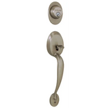 Schlage Plymouth Double Cylinder Handleset with Georgian Interior Knob from the F-Series