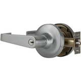 Falcon T Series Office Button Lockout Keyed Entry Lever Set with Dane Lever